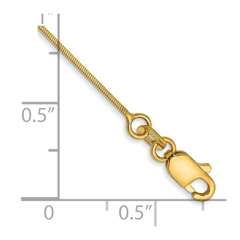 14K 9 inch .6mm Octagonal Snake with Lobster Clasp Anklet