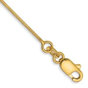 14K 9 inch .6mm Octagonal Snake with Lobster Clasp Anklet