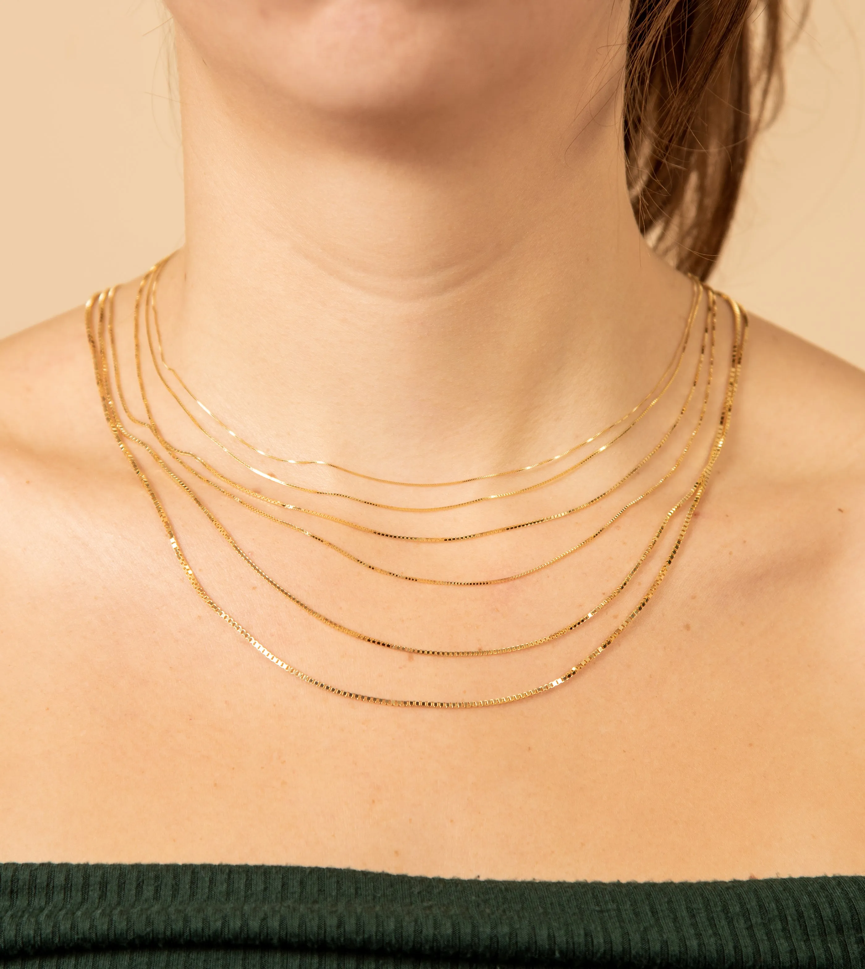 14k Gold Box Chain Necklace