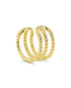 14K Gold Braided Triple Row Ear Cuff Earring