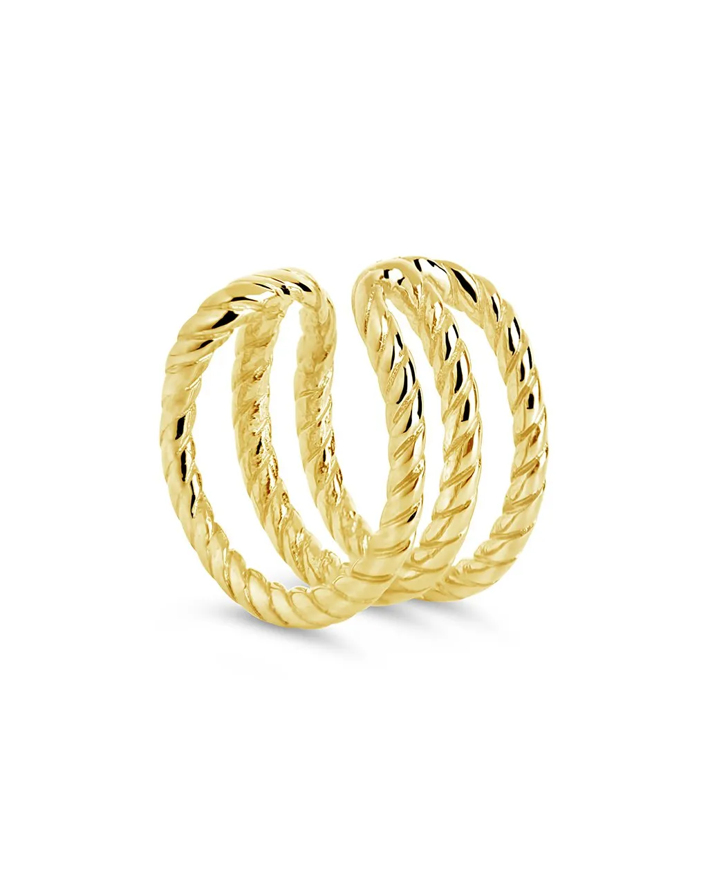 14K Gold Braided Triple Row Ear Cuff Earring