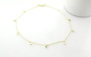 14K Gold Dangle Disc Anklet