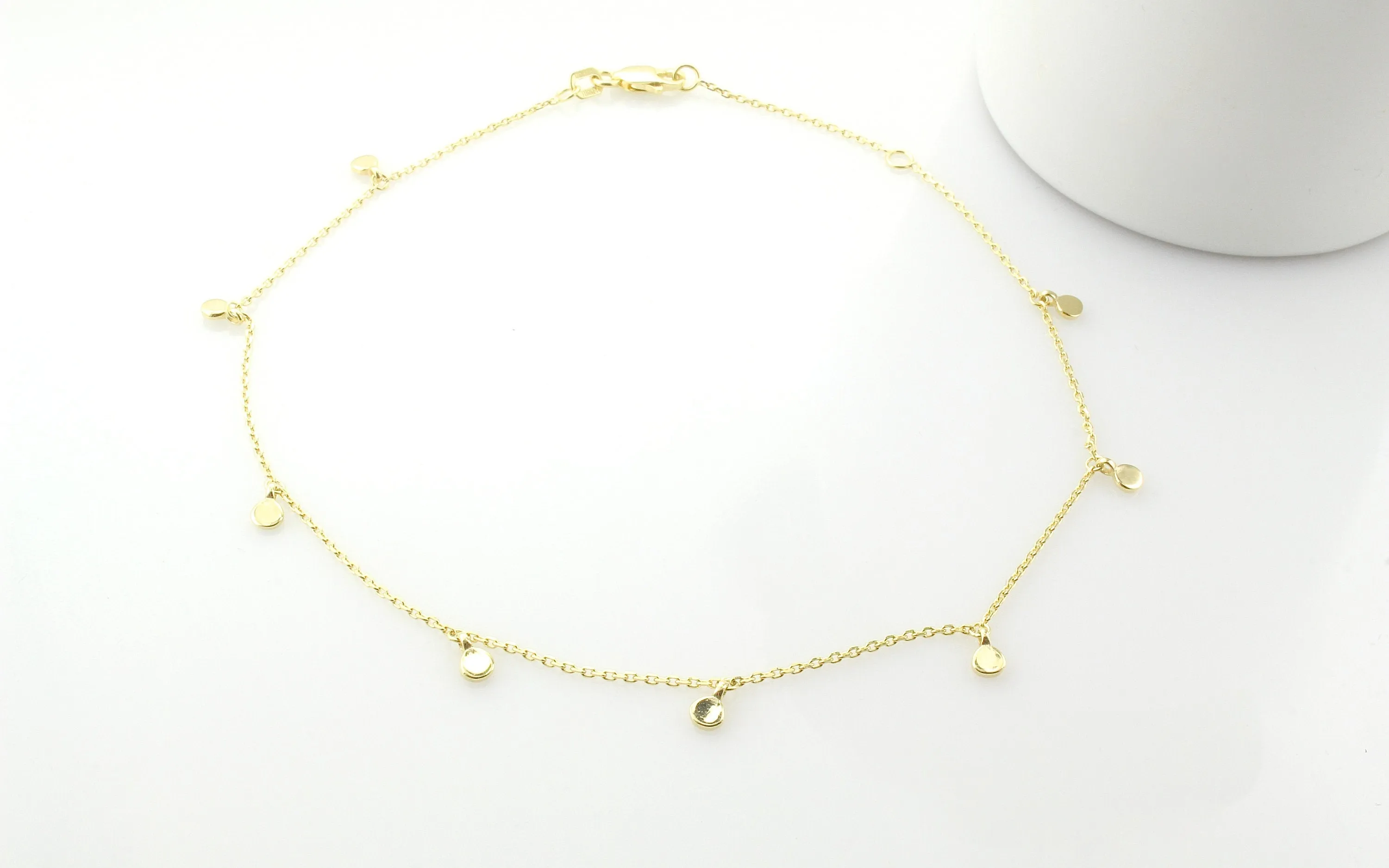 14K Gold Dangle Disc Anklet