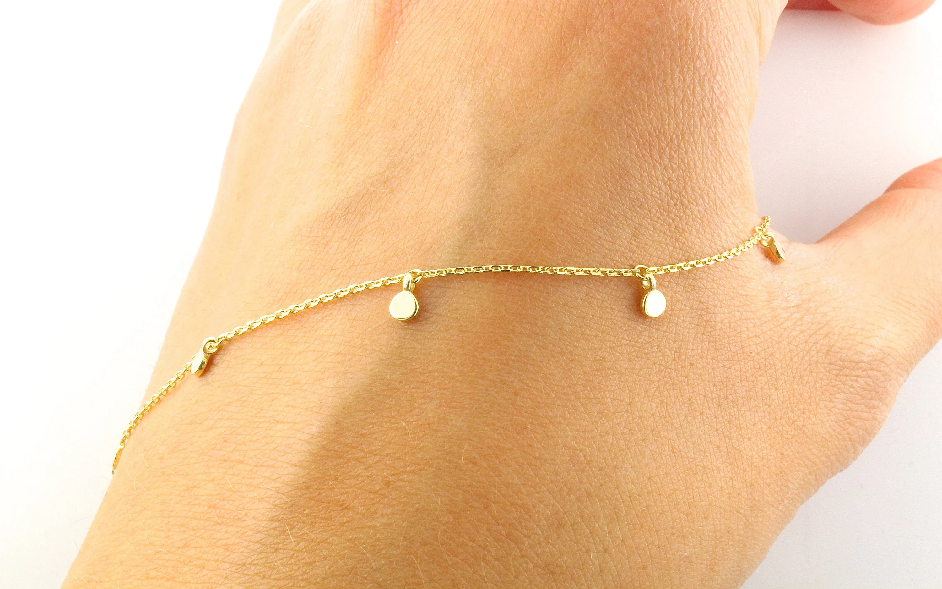 14K Gold Dangle Disc Anklet