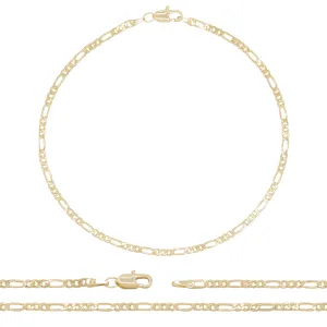 14K Gold Filled Anklet Diamond Cut Figaro Chain Anklet 10" Women Jewelry