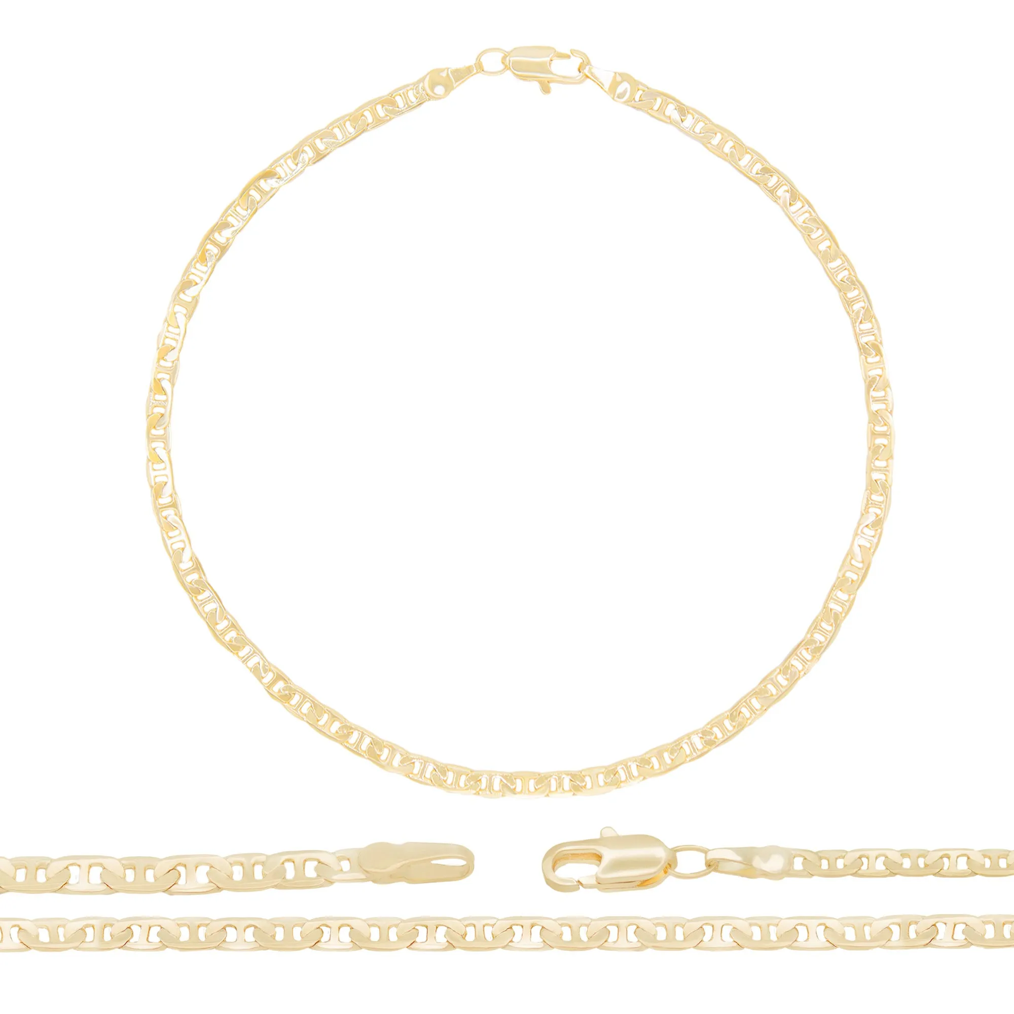 14K Gold Filled Anklet Diamond Cut Mariner Chain Anklet 10" Women Jewelry