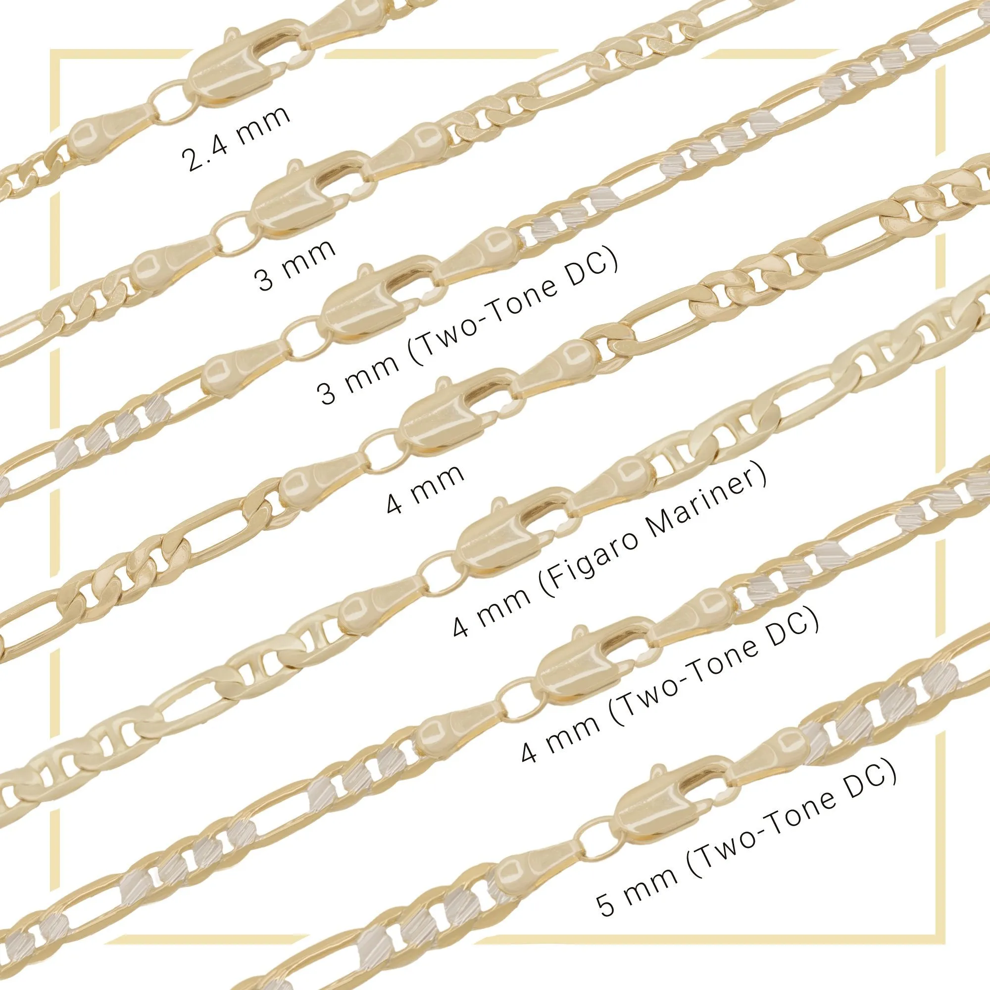 14K Gold Filled Anklet Diamond Cut Two Tone Figaro Chain Anklet 10" Women Jewelry
