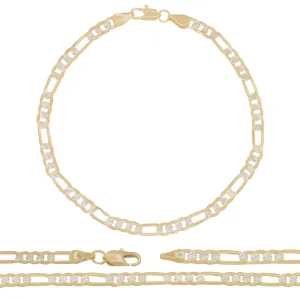 14K Gold Filled Anklet Diamond Cut Two Tone Figaro Chain Anklet 10" Women Jewelry