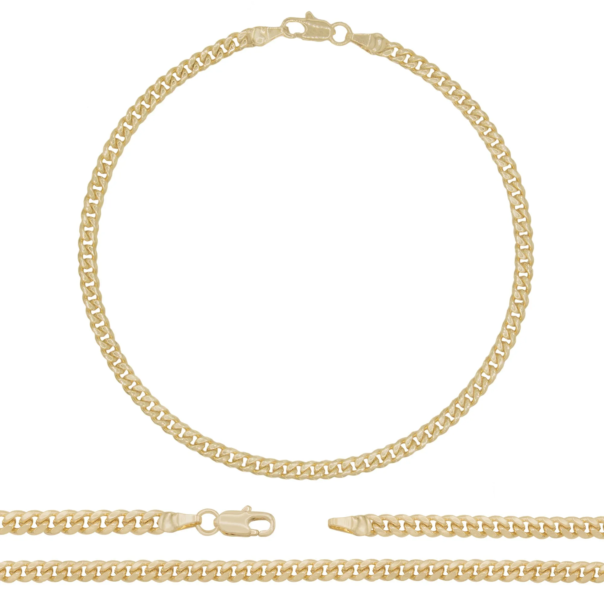 14K Gold Filled Cuban Link 14K Gold Filled Anklet Round Curb Chain 10'' Women Jewelry