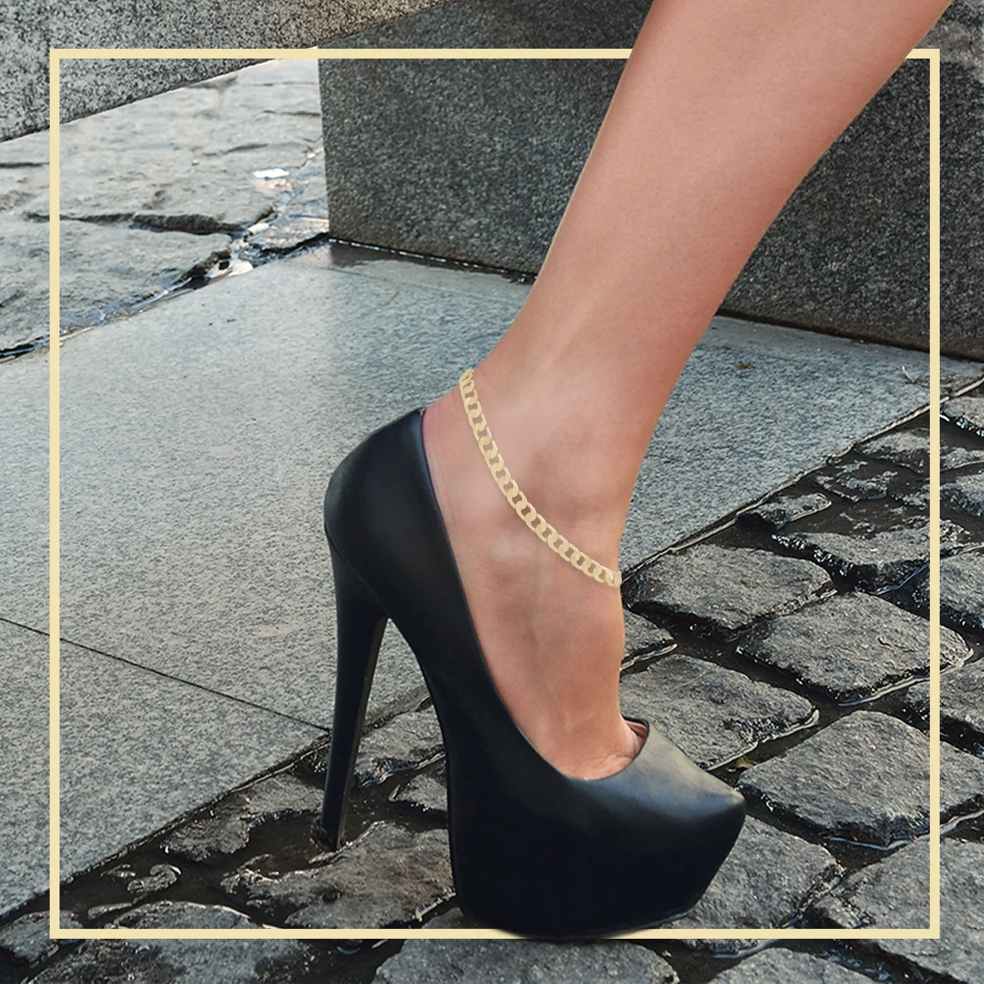 14K Gold Filled Cuban Link 14K Gold Filled Anklet Round Curb Chain 10'' Women Jewelry