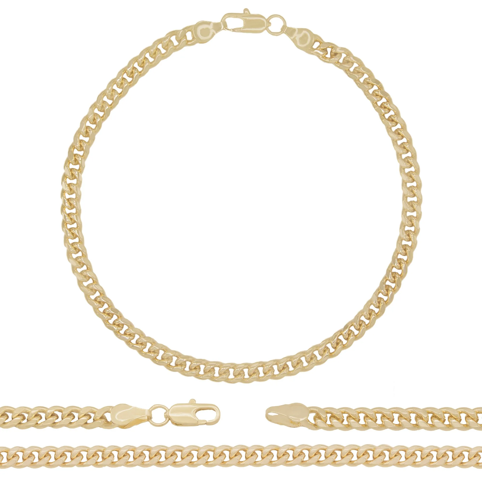 14K Gold Filled Cuban Link 14K Gold Filled Anklet Round Curb Chain 10'' Women Jewelry