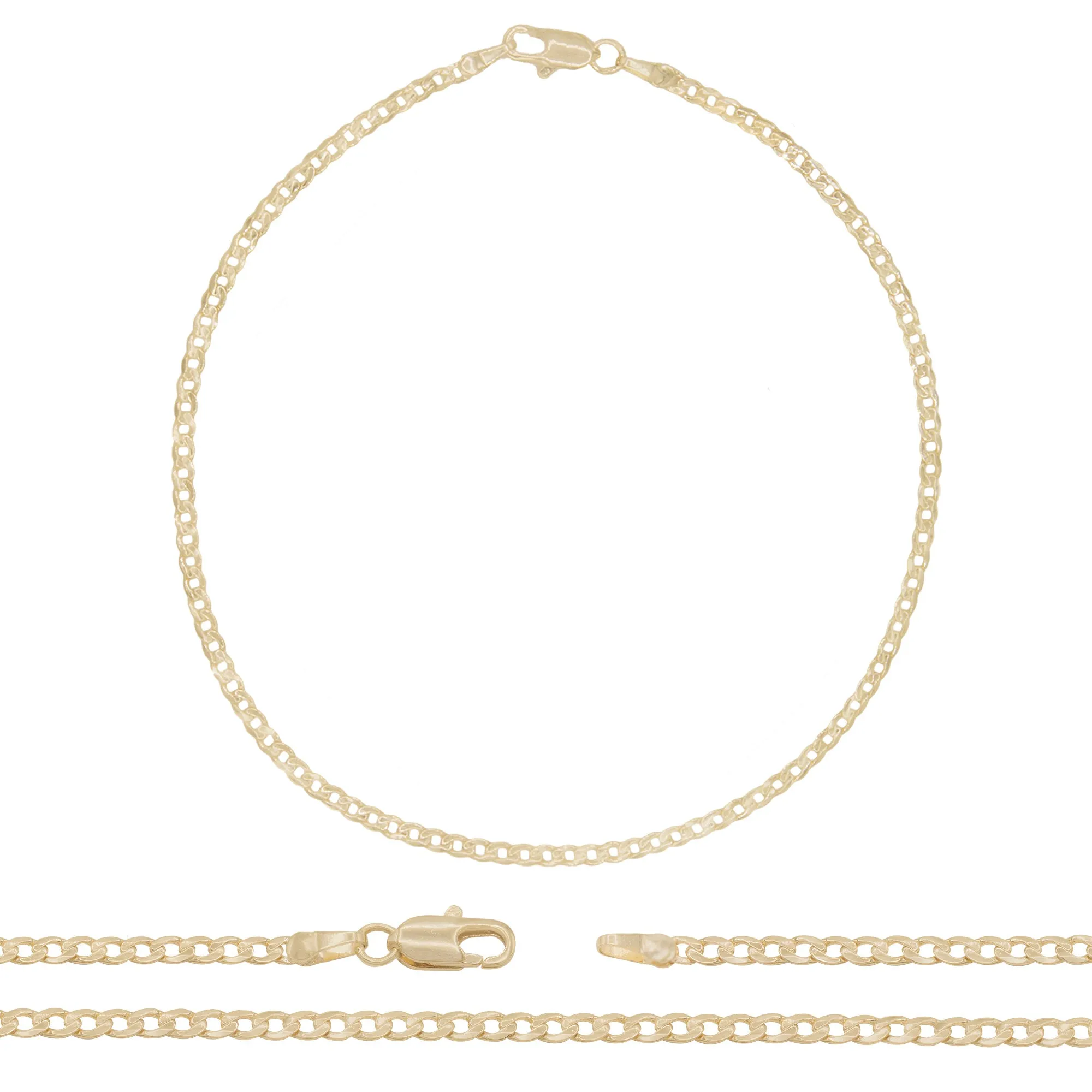 14K Gold Filled Cuban Link 14K Gold Filled Anklet Round Curb Chain 10'' Women Jewelry