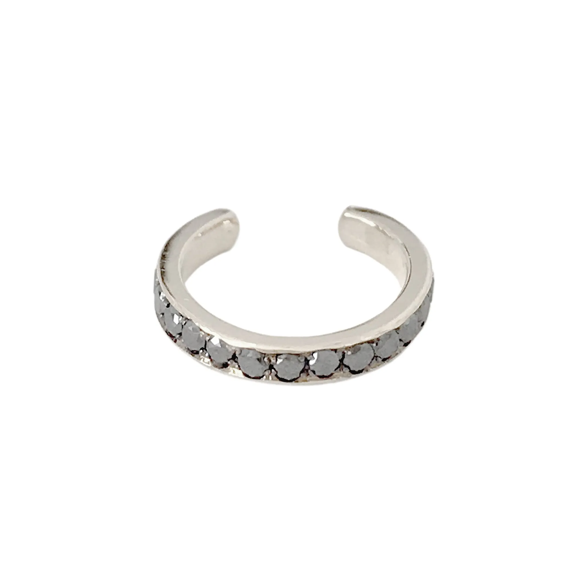 14K Gold Full Pavé Black Diamond Round Hoop Ear Cuff