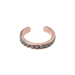 14K Gold Full Pavé Black Diamond Round Hoop Ear Cuff