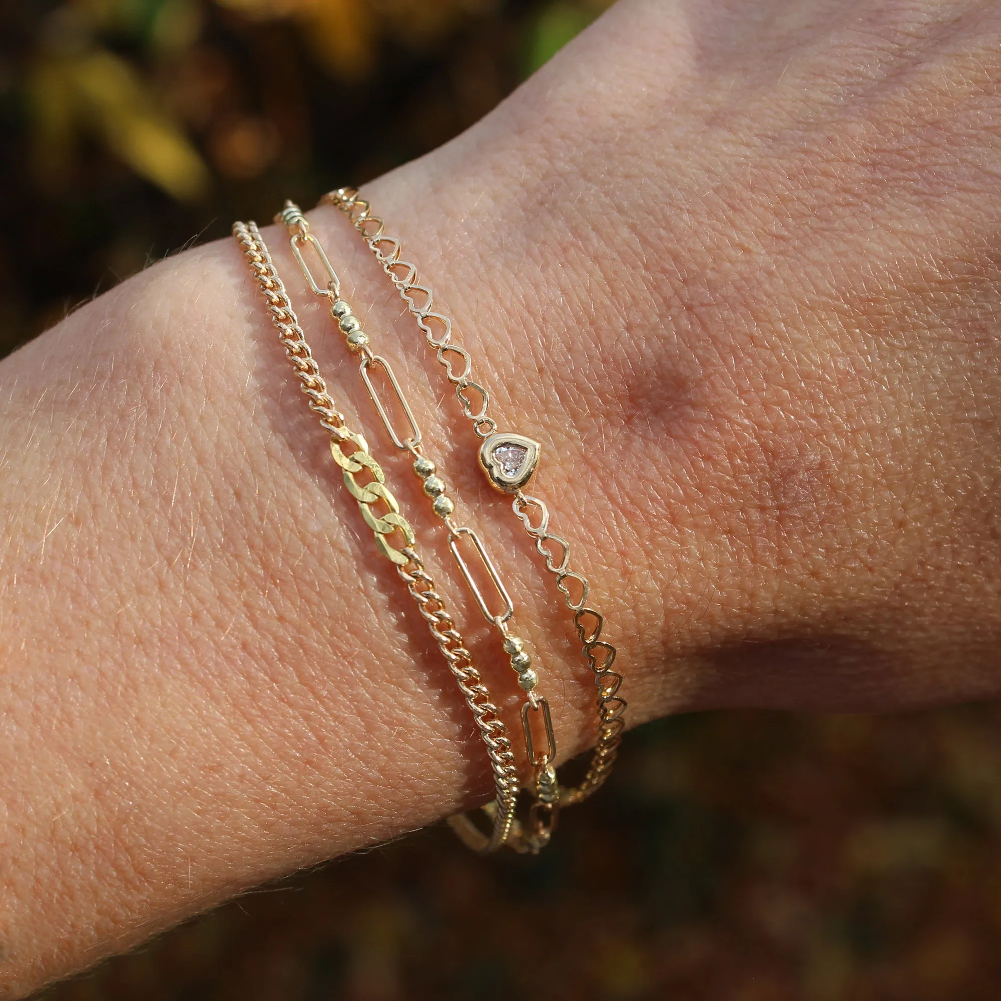 14k Gold Graduated Curb Chain Link Bracelet