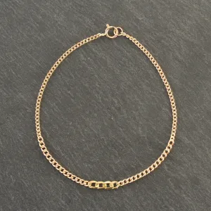 14k Gold Graduated Curb Chain Link Bracelet