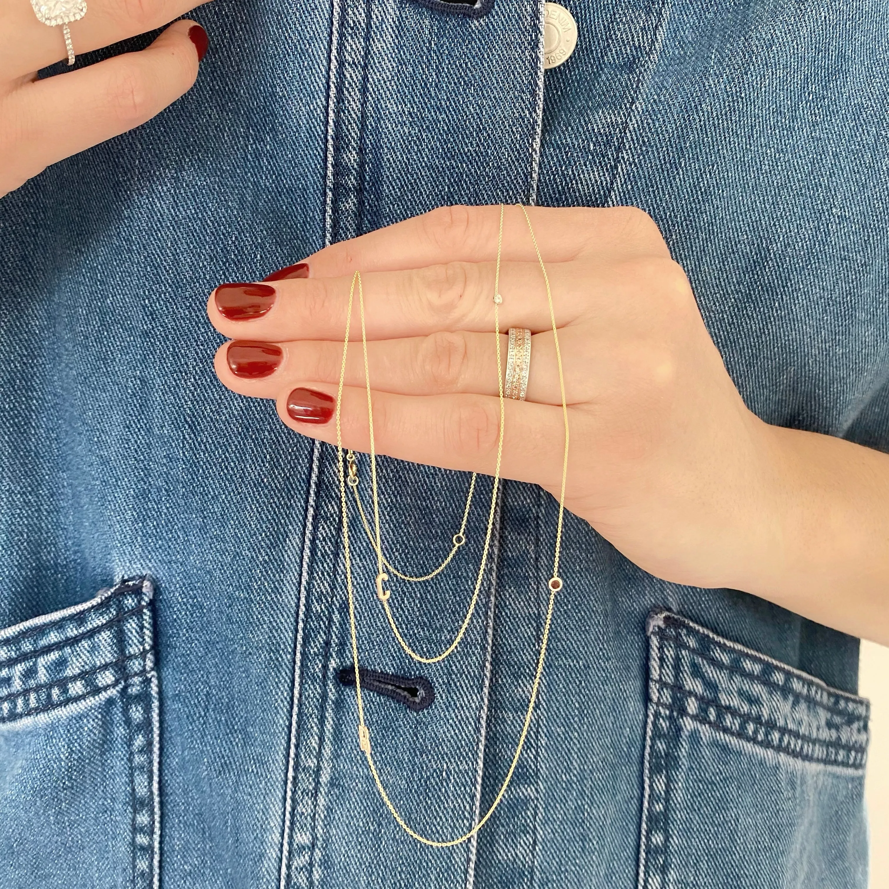 14K Gold Initial & Birthstone Necklace
