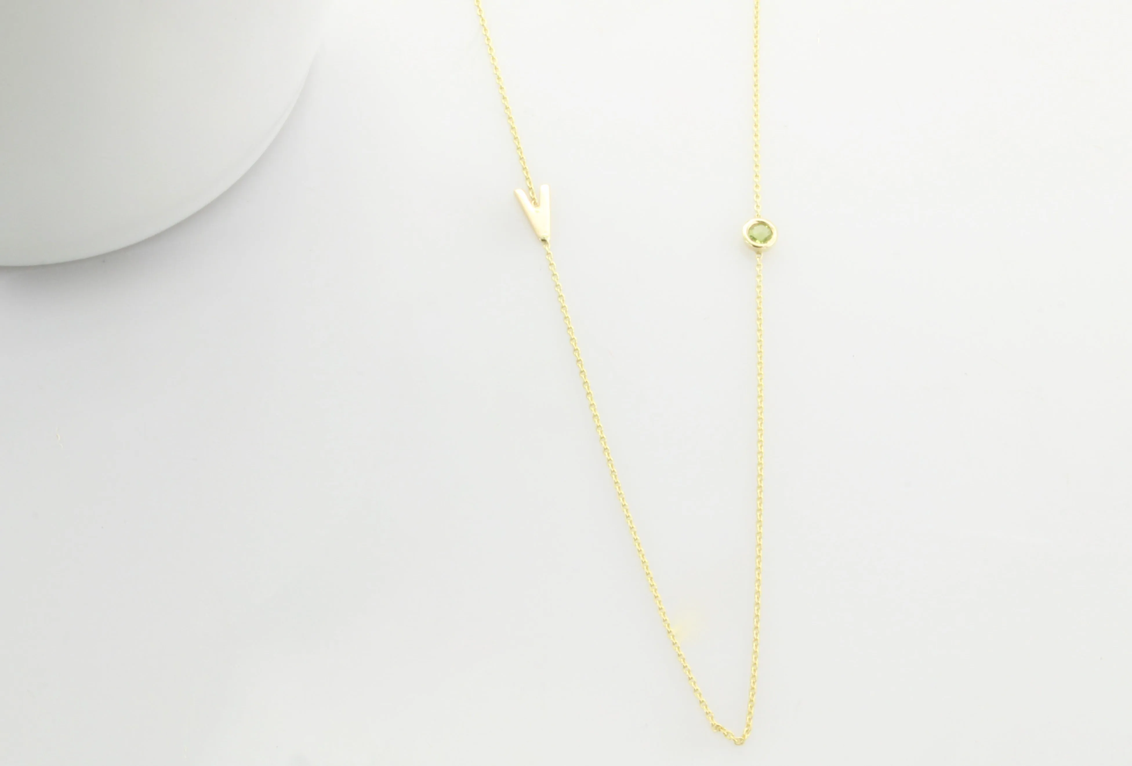 14K Gold Initial & Birthstone Necklace