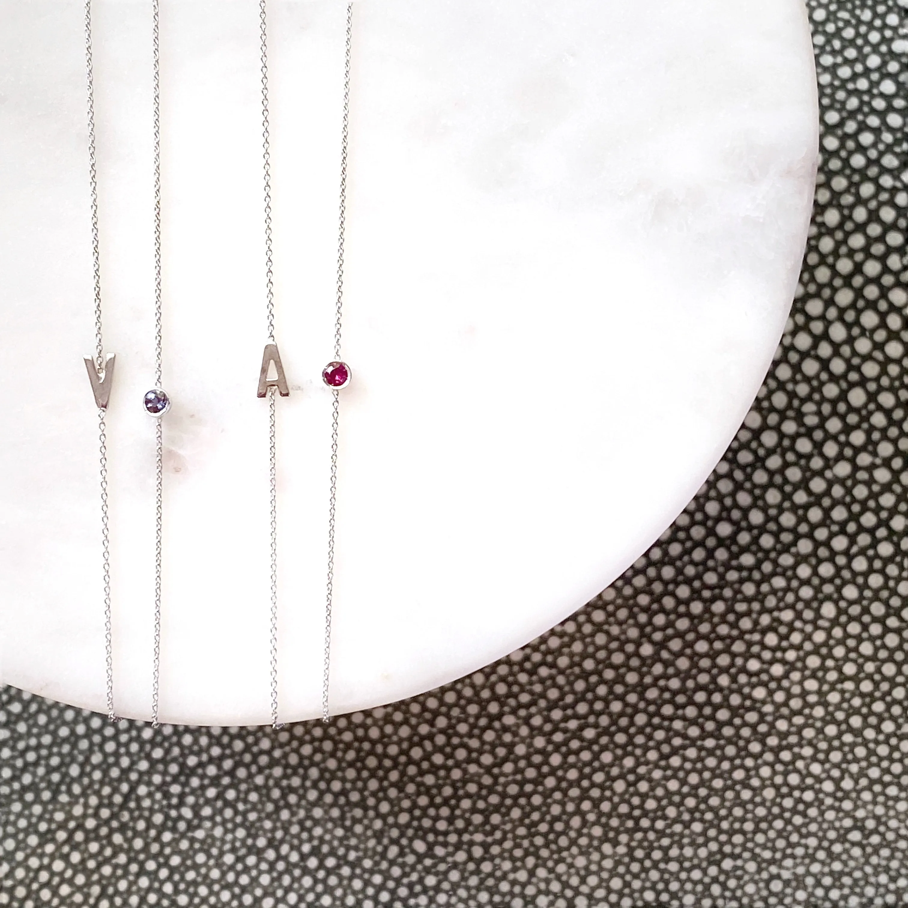 14K Gold Initial & Birthstone Necklace