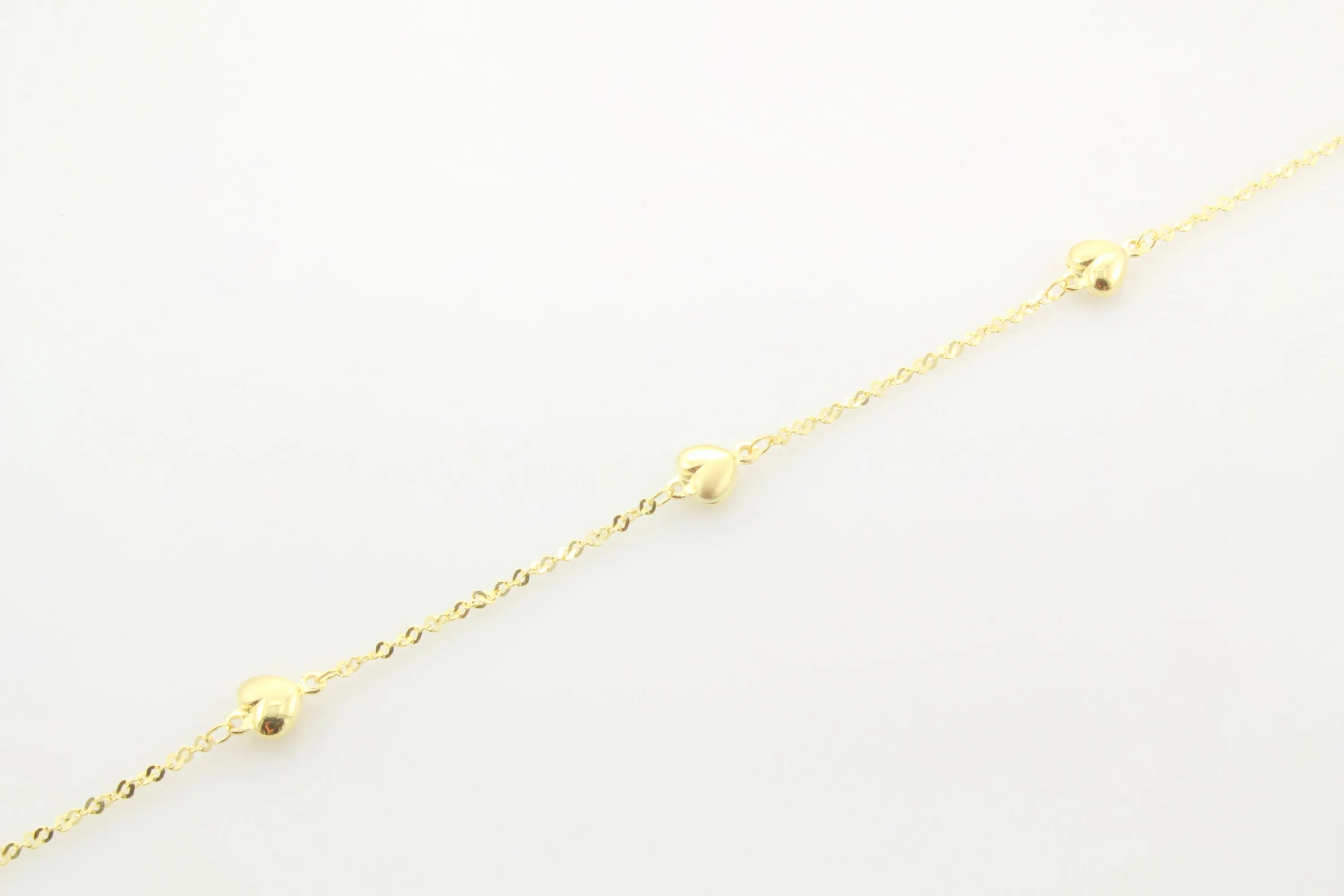 14K Gold Puff Heart Anklet