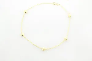 14K Gold Puff Heart Anklet