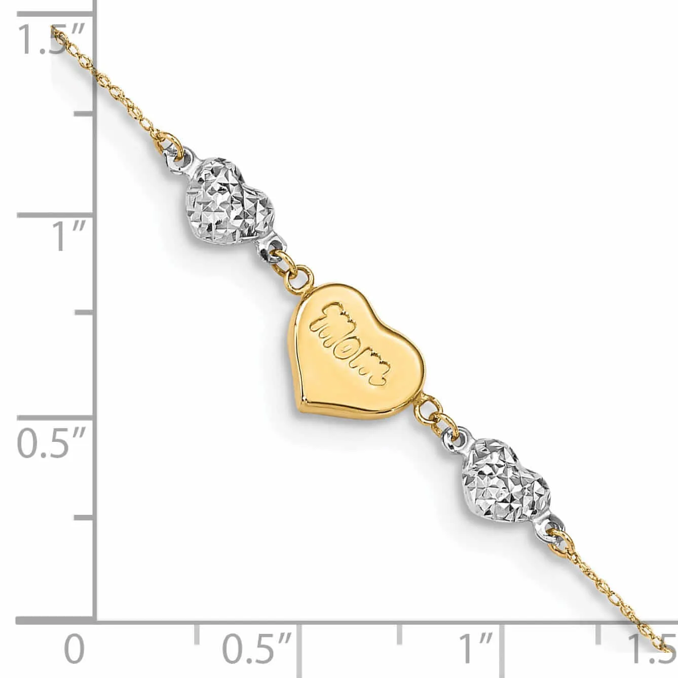 14K Gold Ropa Beads Puff Heart LOVE Anklet