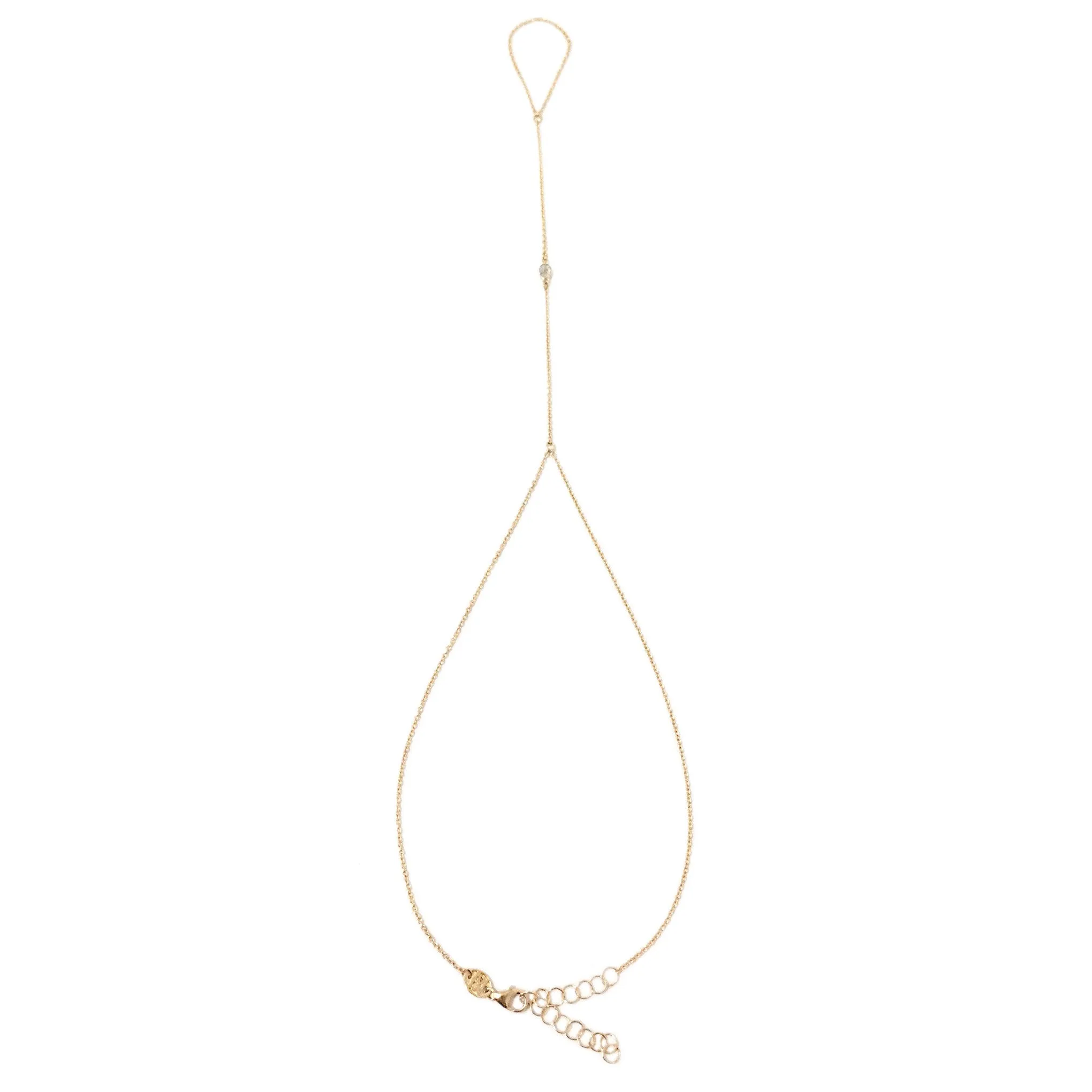 14K Gold Single Bezel Labradorite Foot Lariat Ankle Bracelet