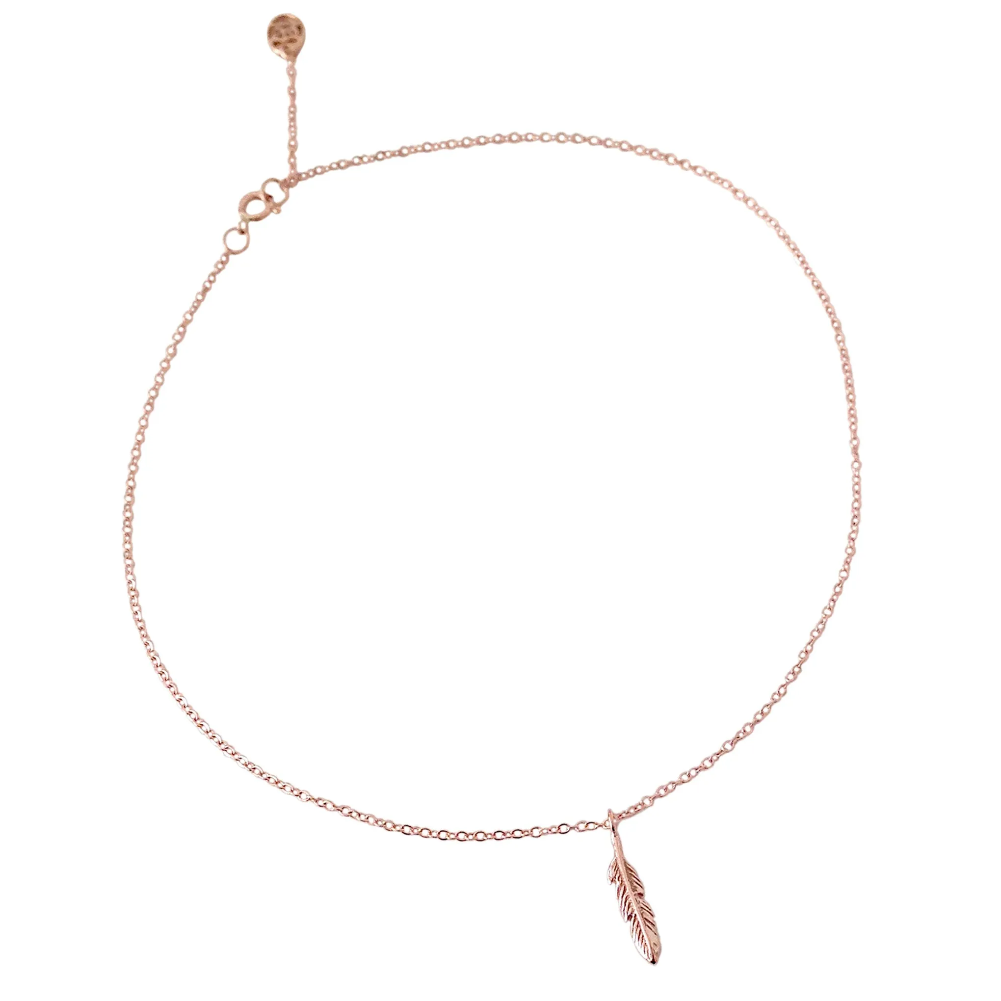 14K Gold Single Feather Ankle Bracelet (Anklet)