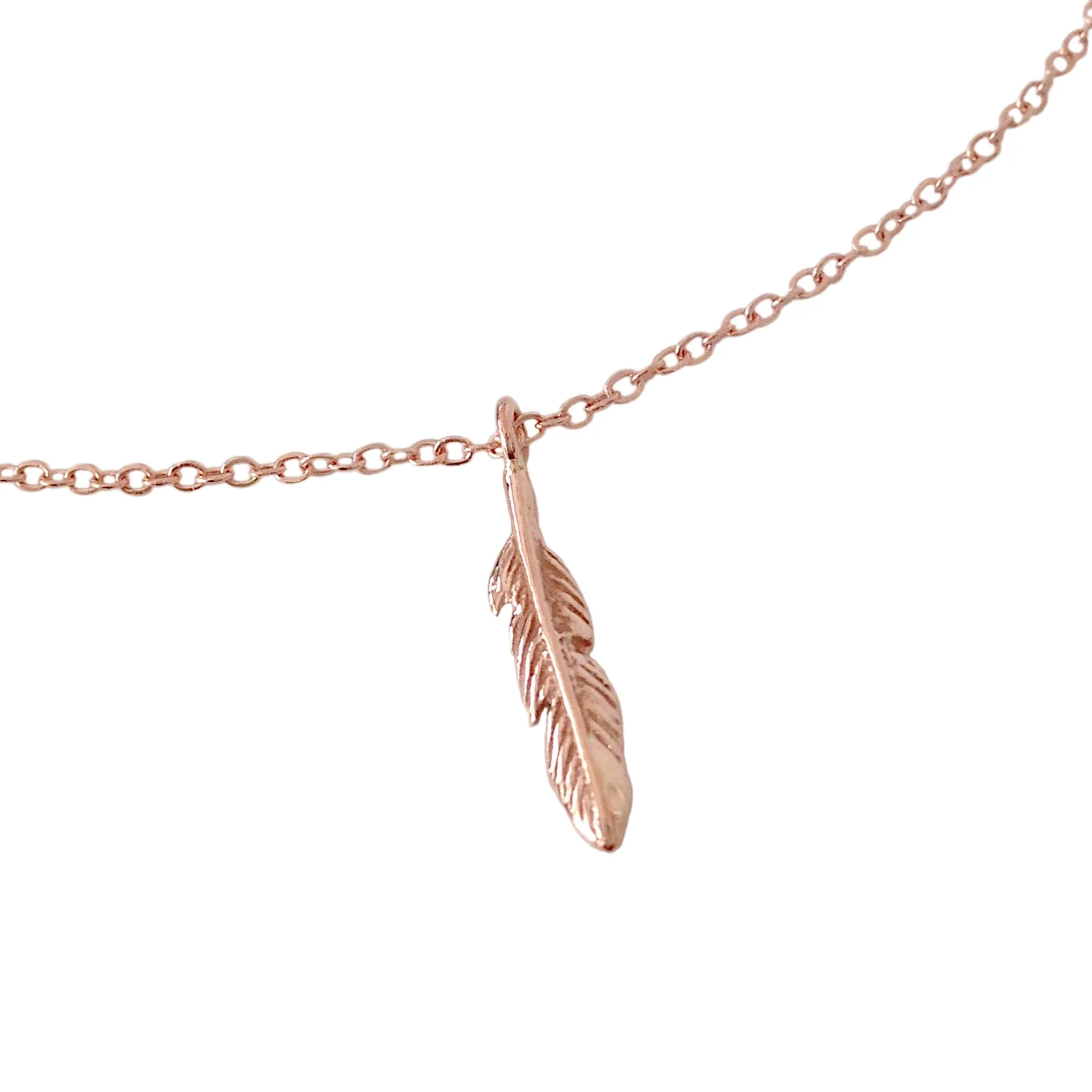 14K Gold Single Feather Ankle Bracelet (Anklet)