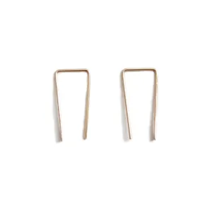 14K Gold Staple Earrings - Long