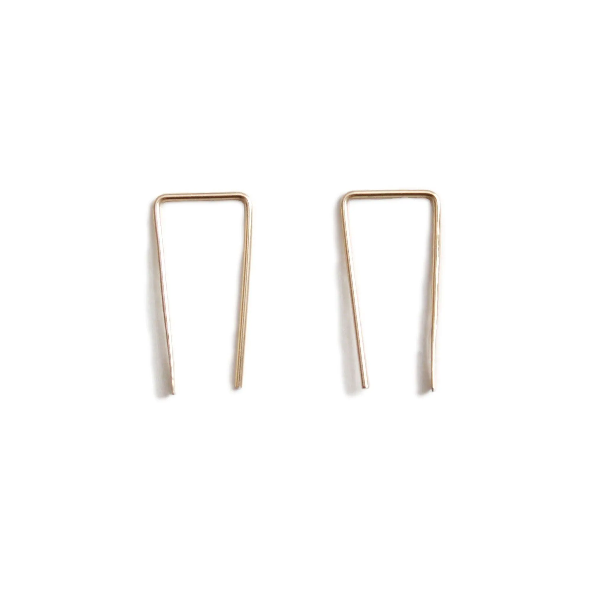 14K Gold Staple Earrings - Long