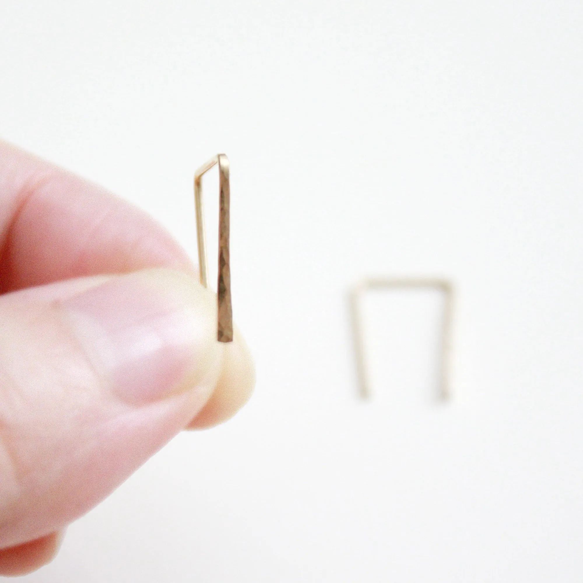 14K Gold Staple Earrings - Medium