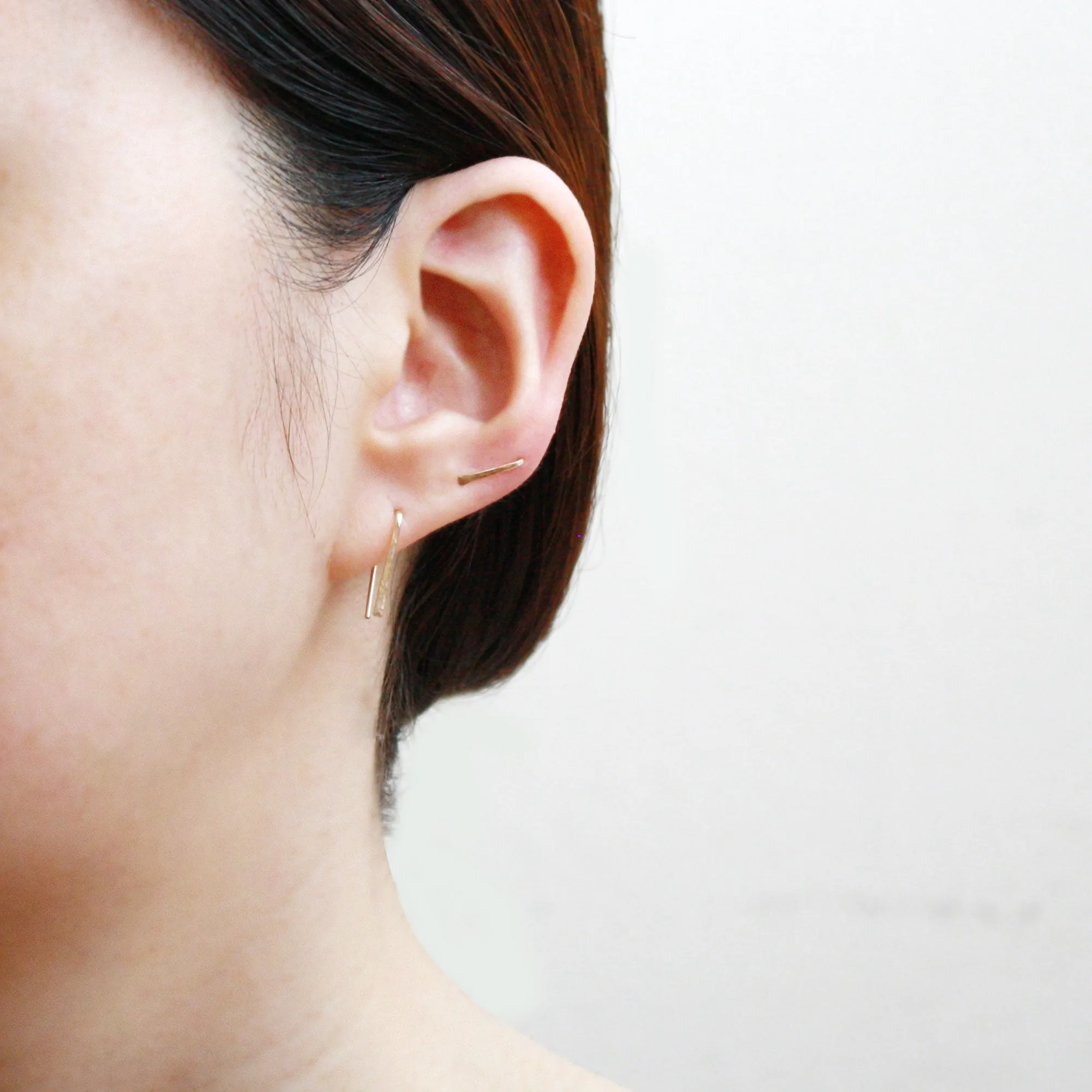 14K Gold Staple Earrings - Medium
