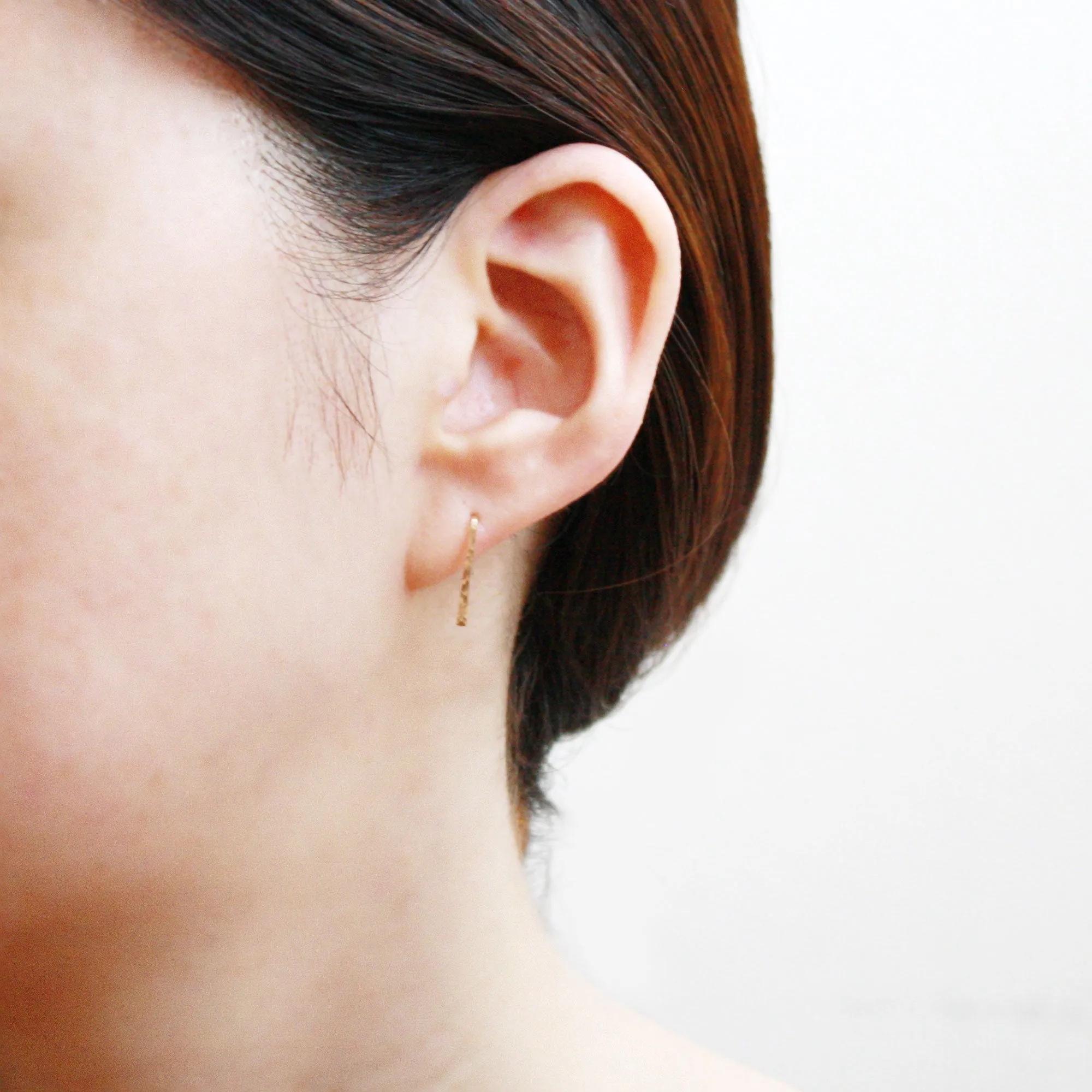 14K Gold Staple Earrings - Medium