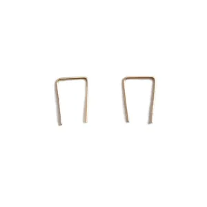 14K Gold Staple Earrings - Medium