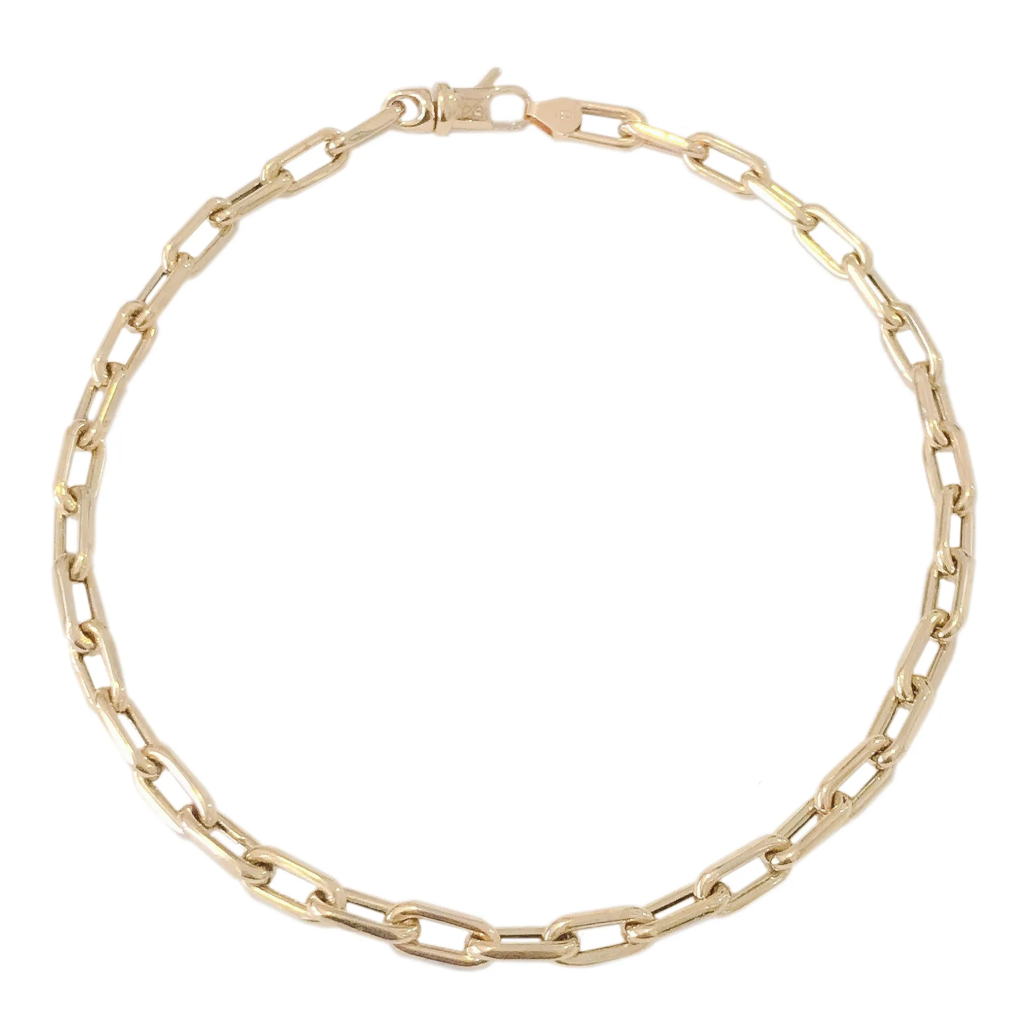14K Gold Thick Oval Link Ankle Bracelet