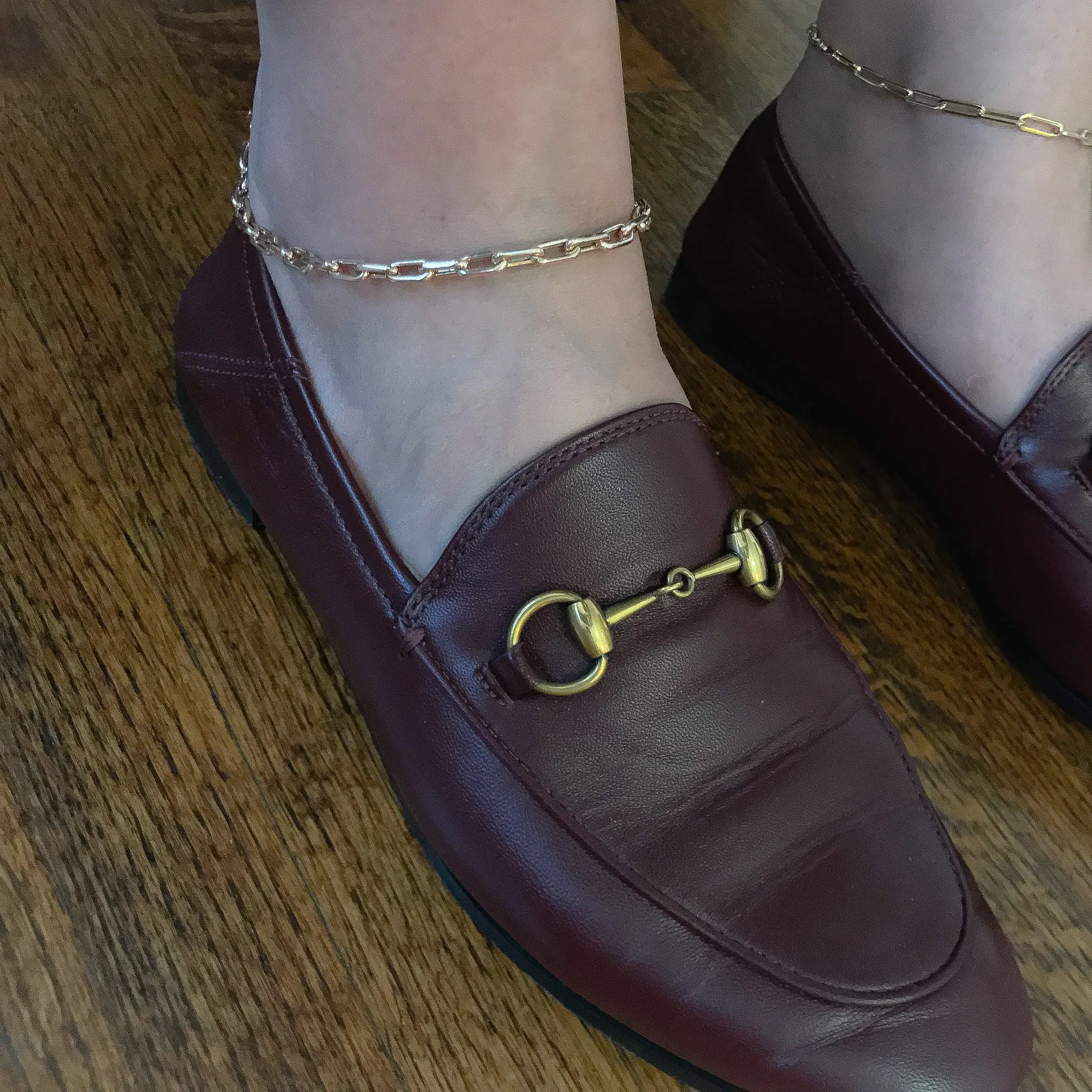 14K Gold Thick Oval Link Ankle Bracelet