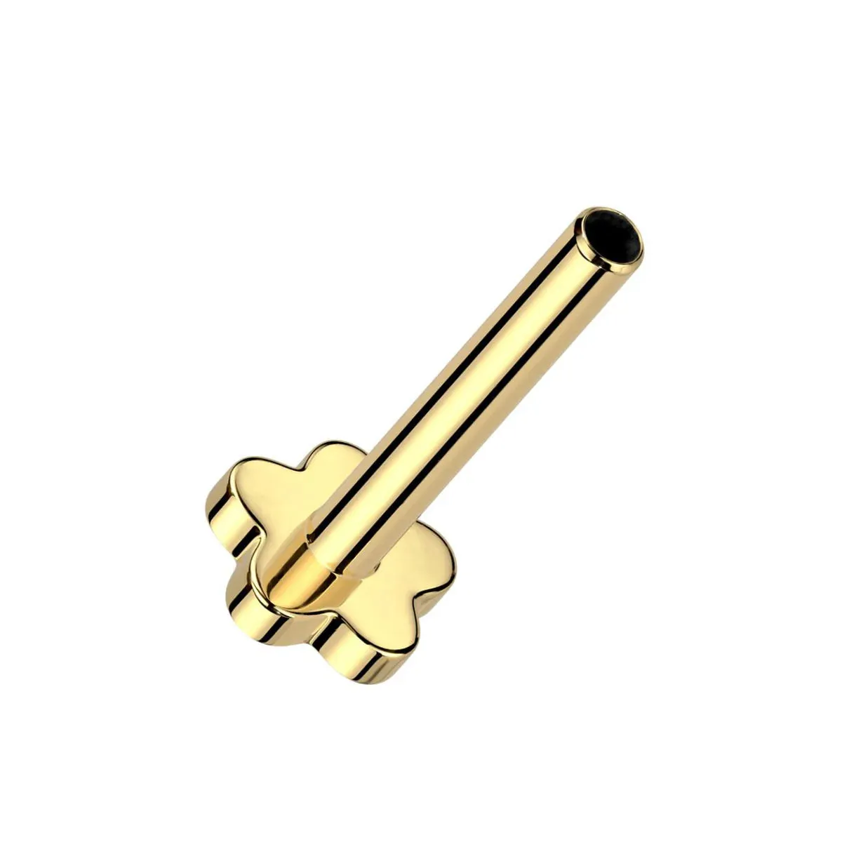 14K Gold Threadless CZ Rainbow Flower with Titanium Backing