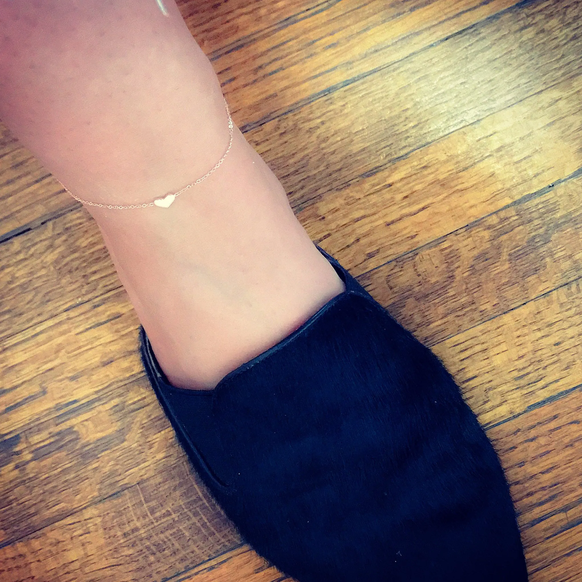 14K Gold Triple Sweetheart Ankle Bracelet (Anklet)