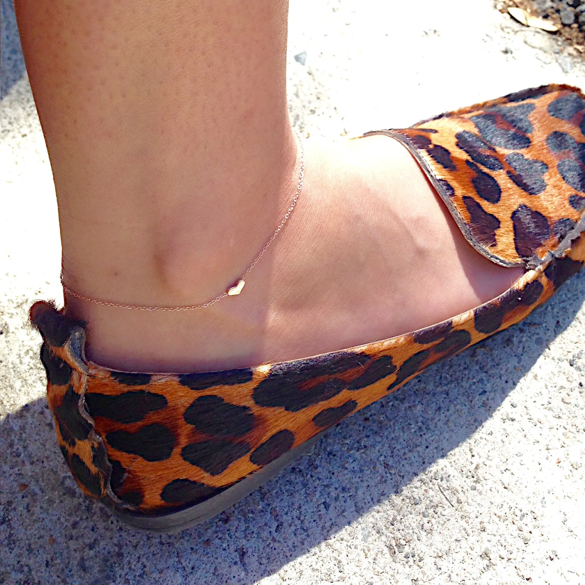 14K Gold Triple Sweetheart Ankle Bracelet (Anklet)