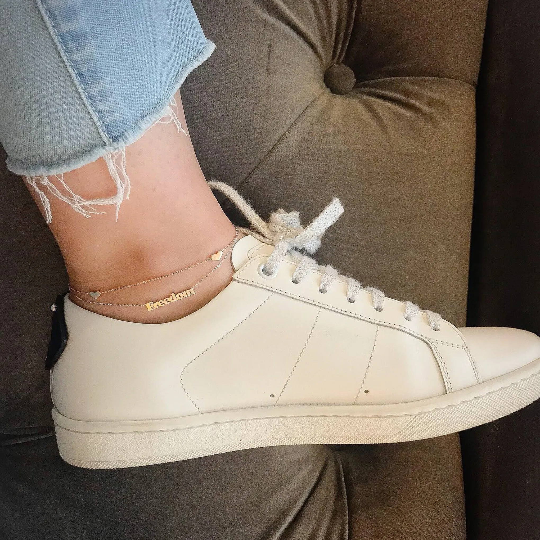 14K Gold Triple Sweetheart Ankle Bracelet (Anklet)