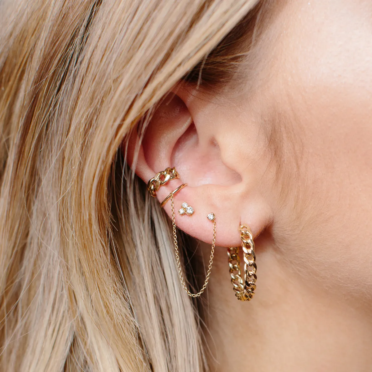 14k Medium Curb Chain Ear Cuff