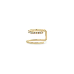 14k Mixed Wire Pavé Diamond Double Ear Cuff