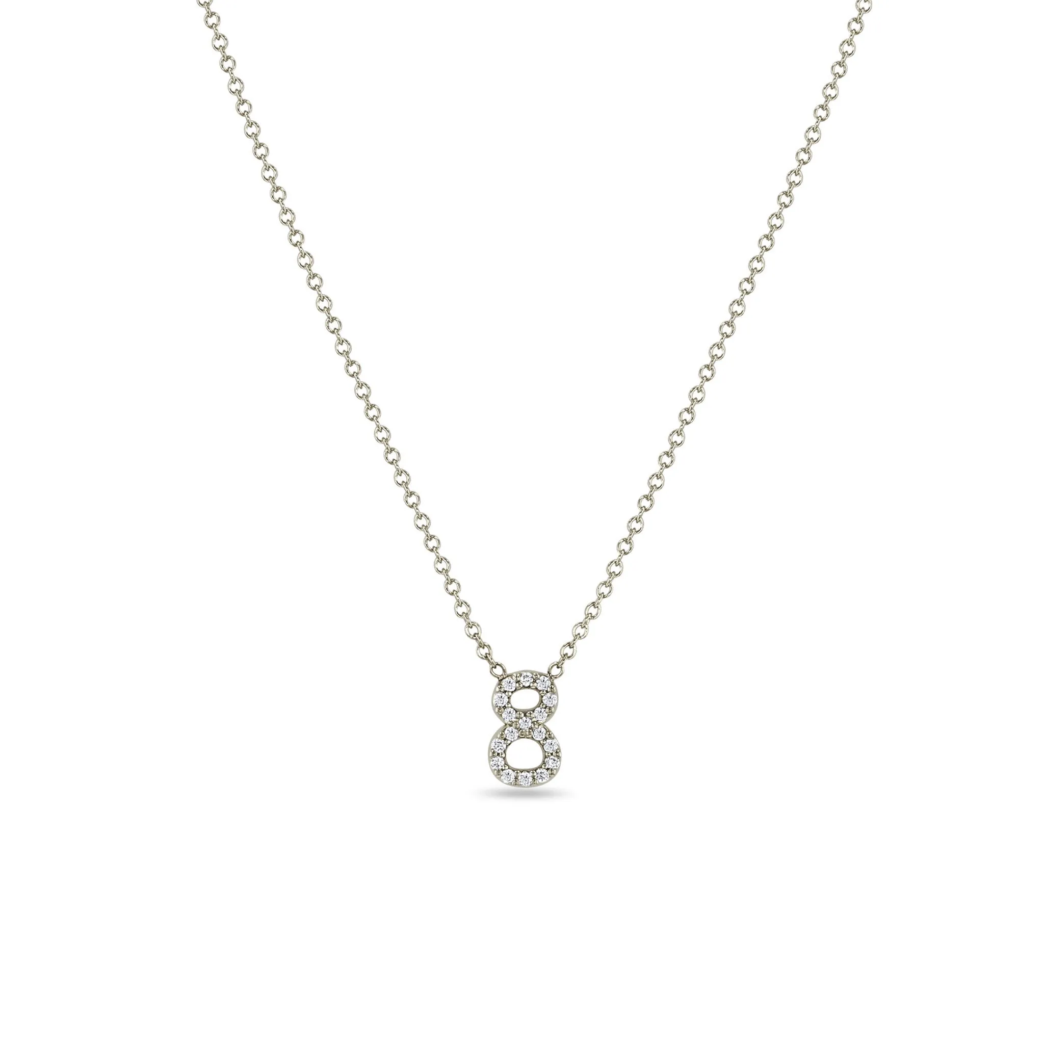14k Pavé Diamond Number Necklace