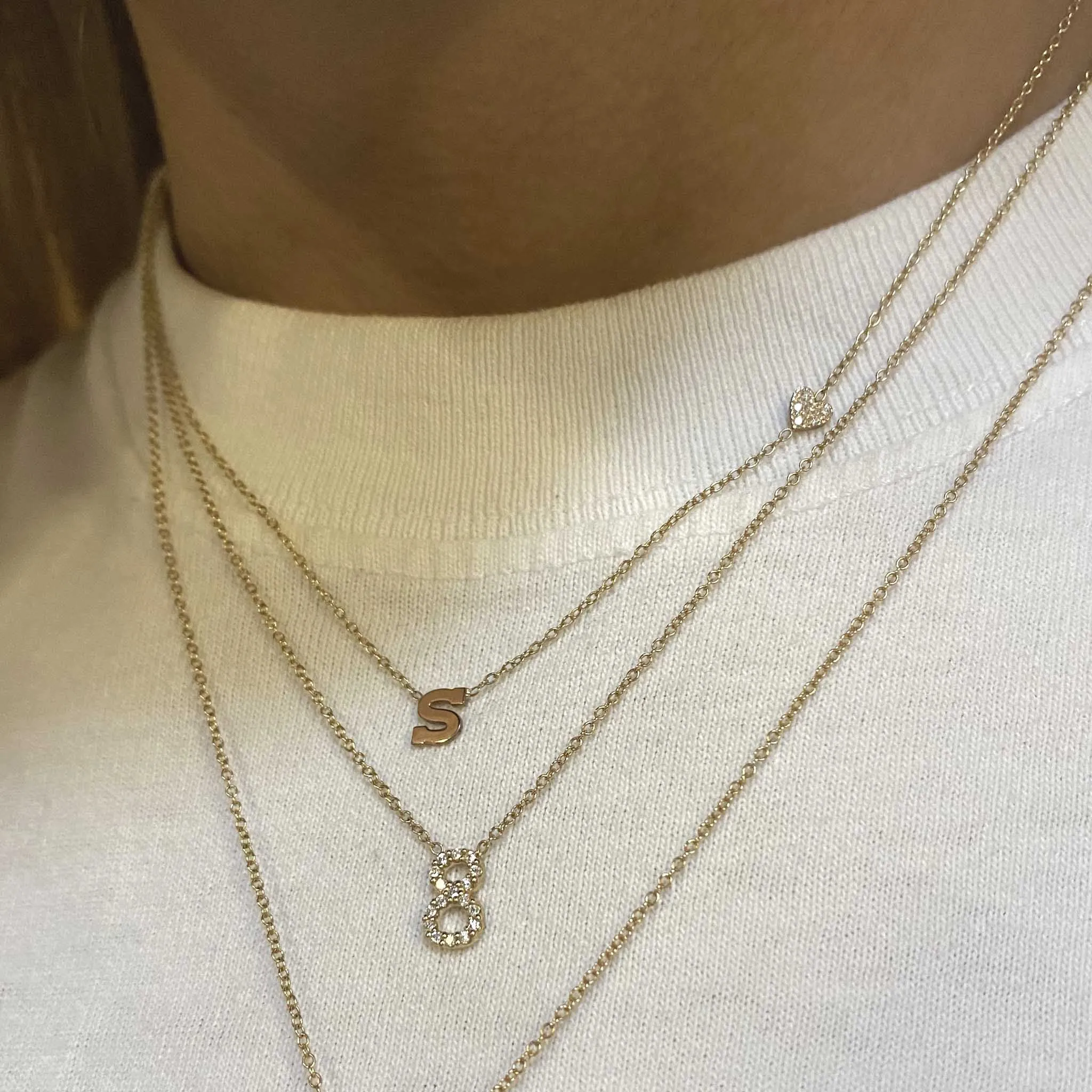14k Pavé Diamond Number Necklace