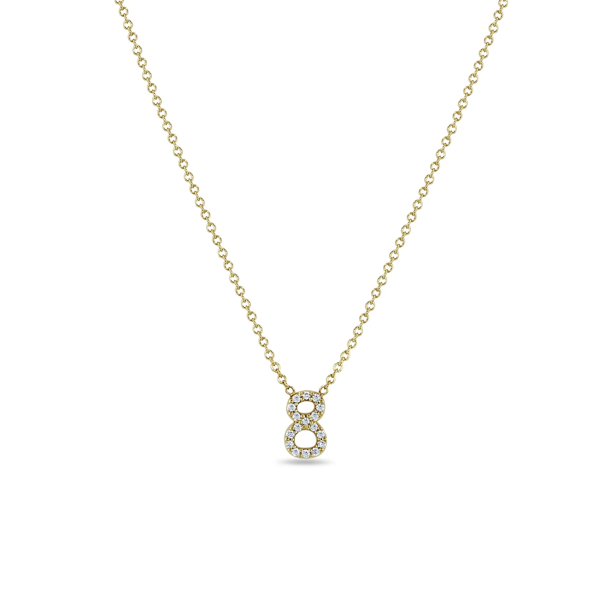 14k Pavé Diamond Number Necklace