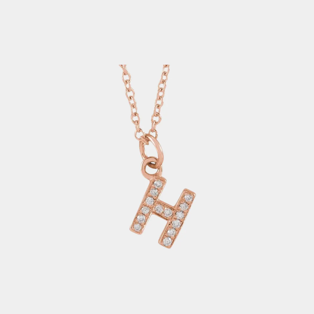 14K Petite Diamond Initial Necklace