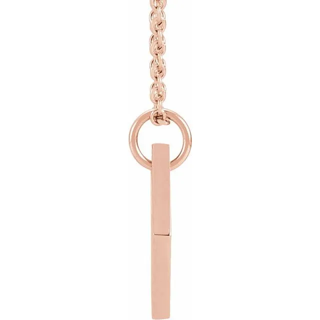 14K Rose Gold .0025 CT Natural Diamond Rhombus 16-18" Necklace