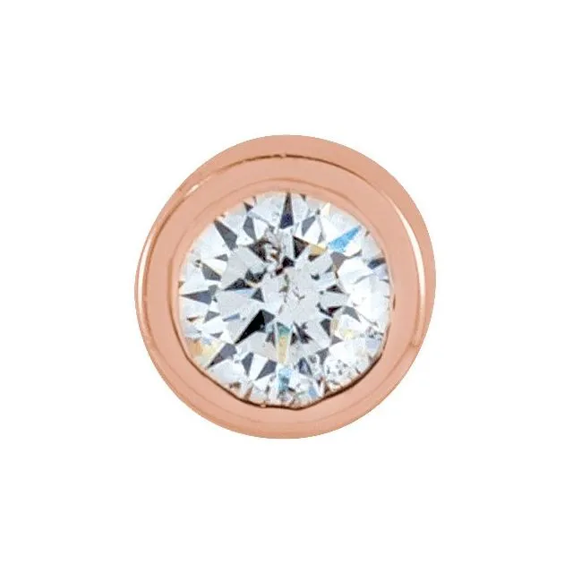 14K Rose Gold .025 CT Natural Diamond Micro Bezel Single Stud Earring