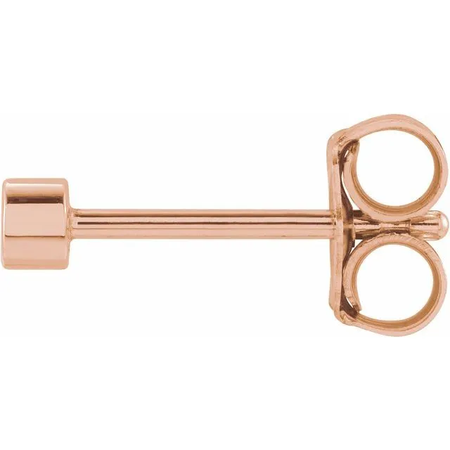 14K Rose Gold .025 CT Natural Diamond Micro Bezel Single Stud Earring